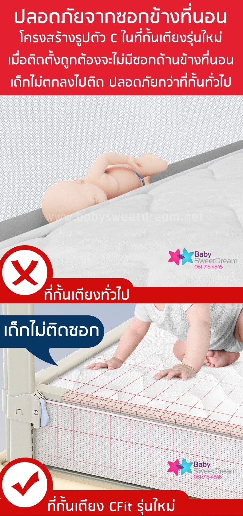 ที่กั้นเตียงเด็กไม่ติดซอก